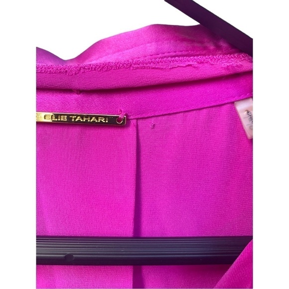 Elie Tahari Pink Passion Silk Blouse with Floral Collar | Size: S - Picture 9 of 16